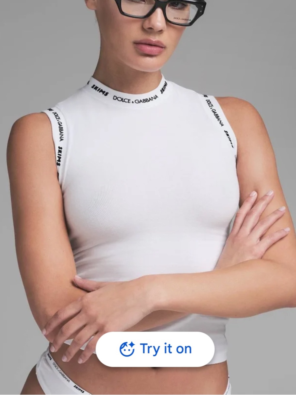 SKIMS x dolce and gabbana cotton jersey white mock neck tank - Picture 2 of 4
